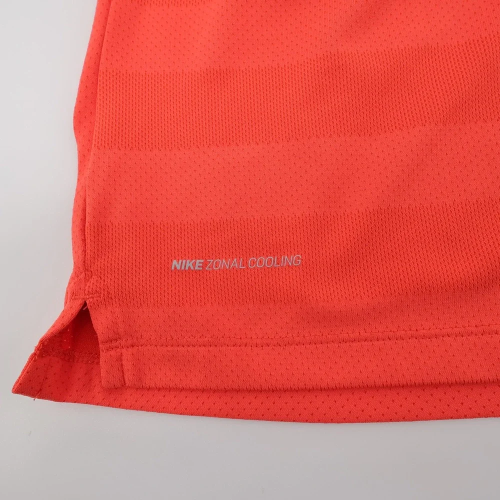 Nike Zonal Cooling Striped Polo Shirt Orange Short Sleeve‎ Mens XL AH8465-816